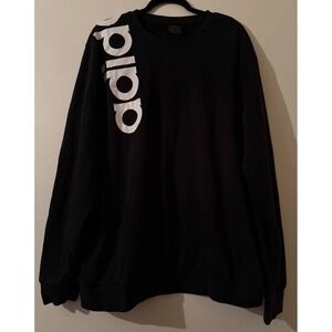 Adidas Essentials Black Vertical Logo Crewneck Sweatshirt Mens 2XL Pullover